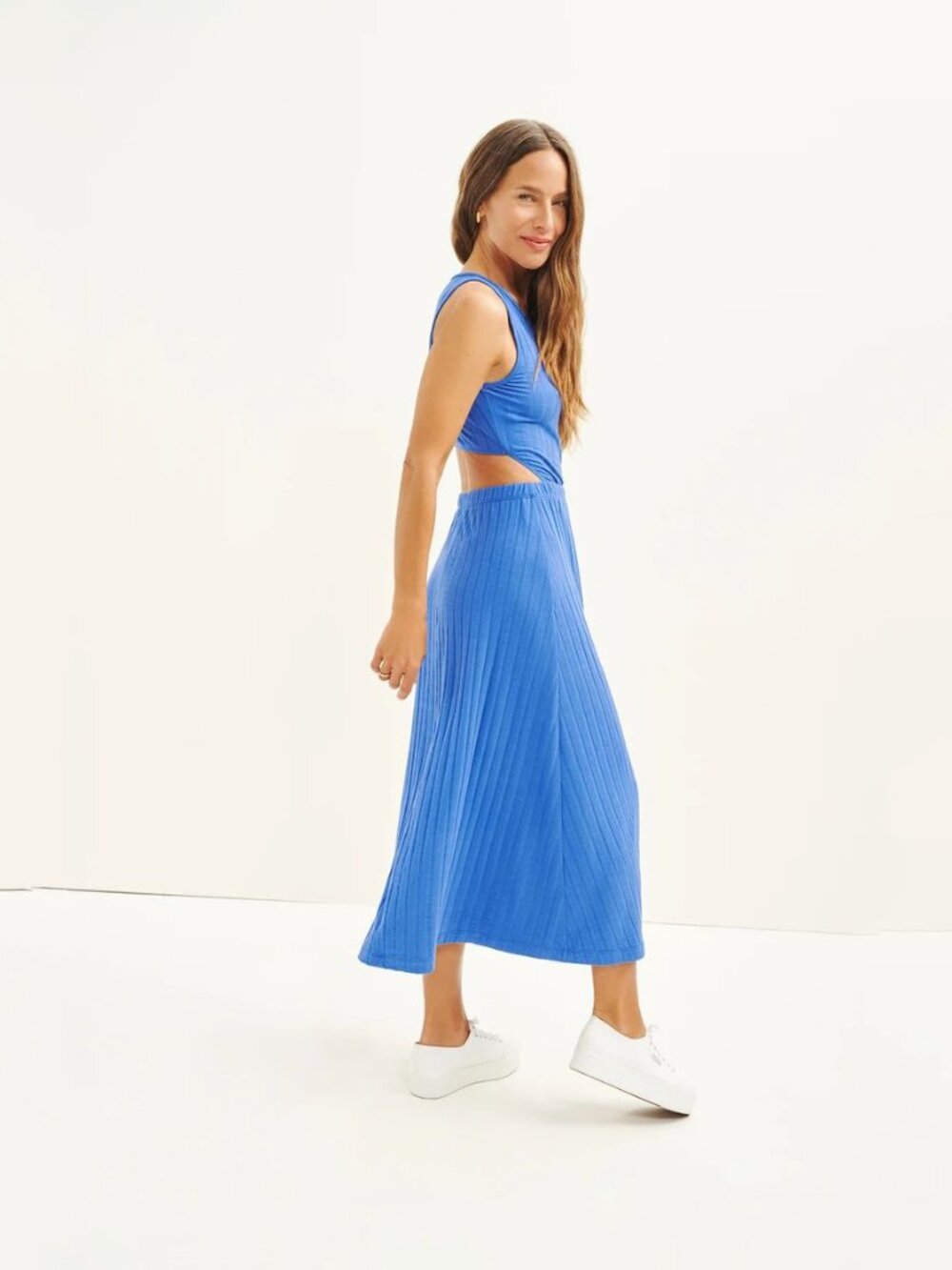 Amour Vert Kelly Ribbed Dress in Lapis - sz Large